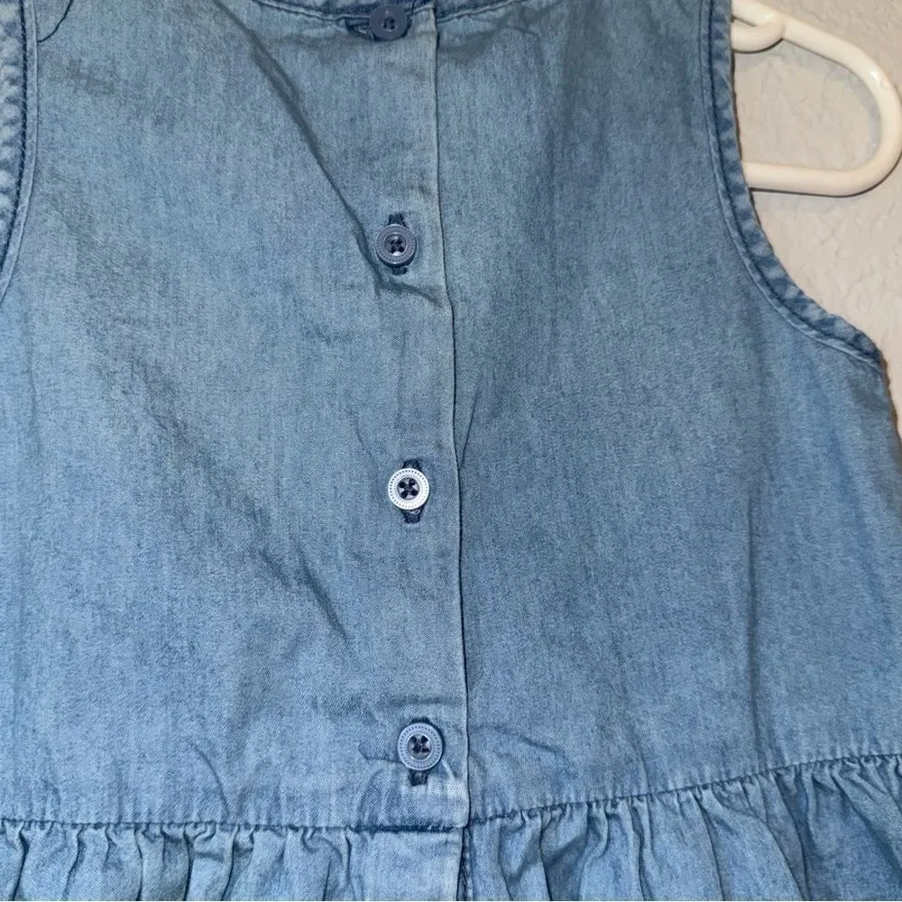 Kid's Gymboree Denim Chambray Blue Dress with Pink Embroidery